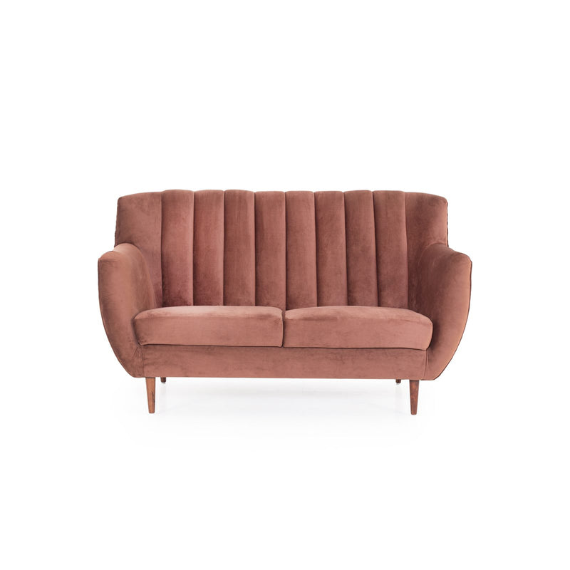 Rust velvet sofa front view