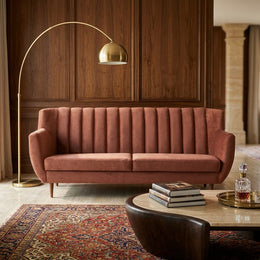 Rust velvet two seater styled view