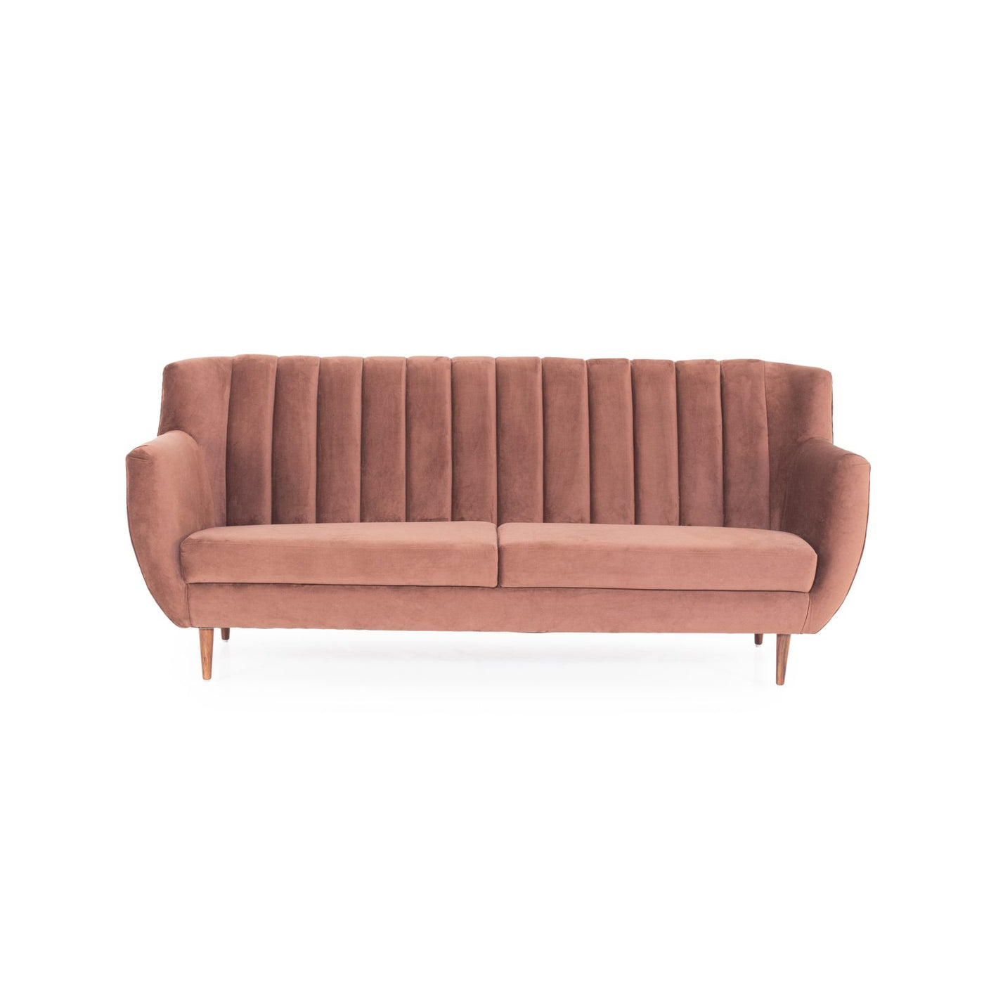 Rust velvet two seater front view