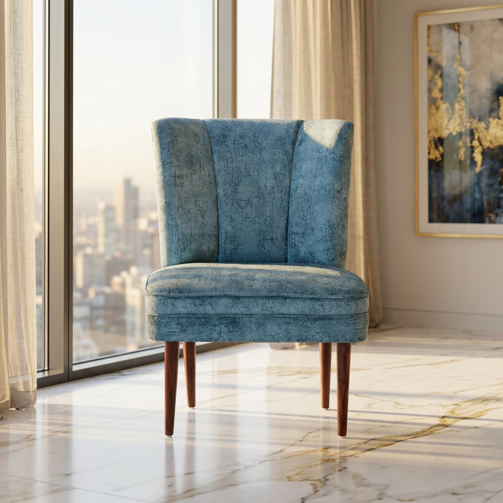 Powder Blue Armless Slipper Chair in luxury interior