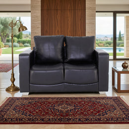 Black two seater sofa styled view