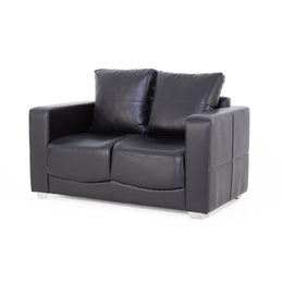 Black two seater sofa angled view