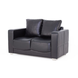 Black two seater sofa angled view