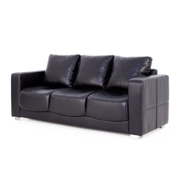 Black three seater sofa angled view
