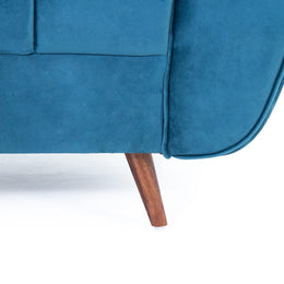Teal blue two seater angled view