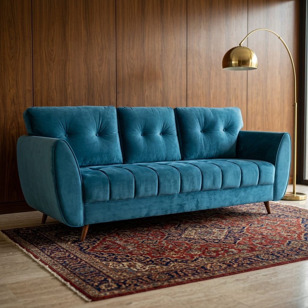Teal blue three seater styled view