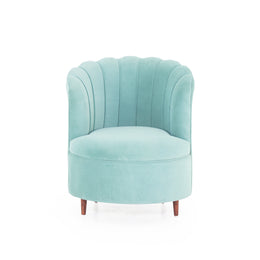 Mint green barrel chair front view