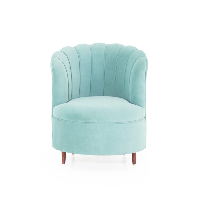 Mint green barrel chair front view