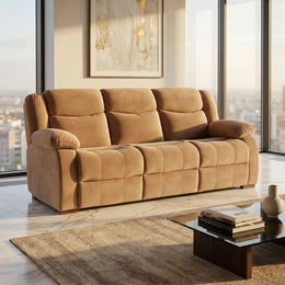 Tan Beige Suede 3 Seater Sofa in luxury interior