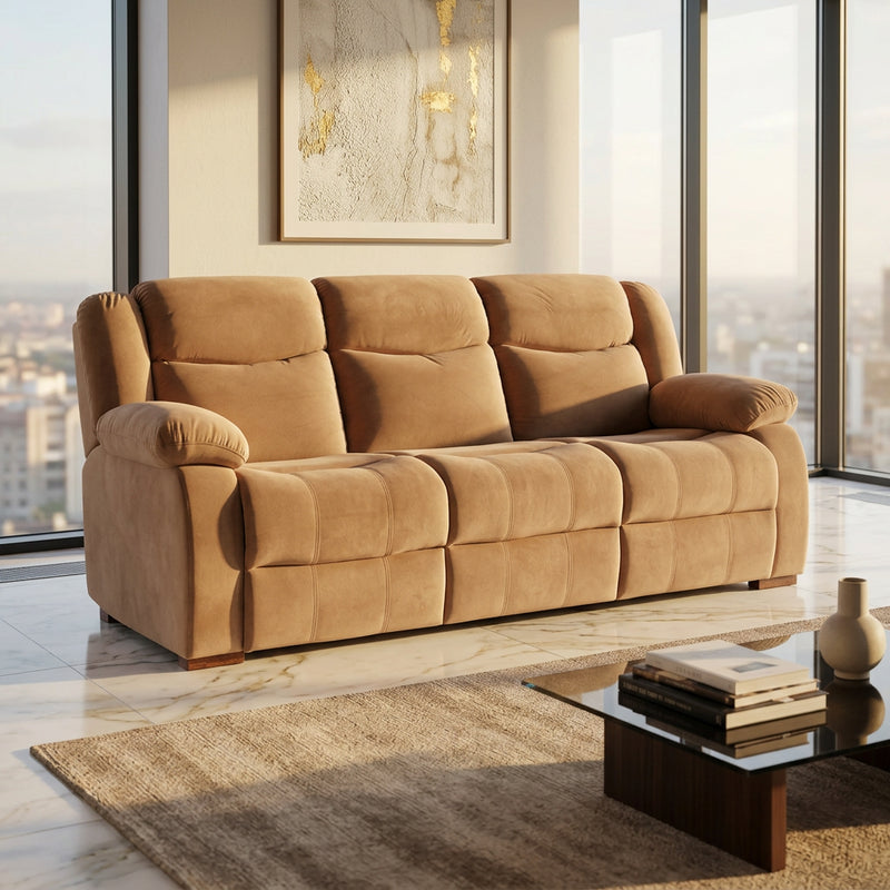 Tan Beige Suede 3 Seater Sofa in luxury interior