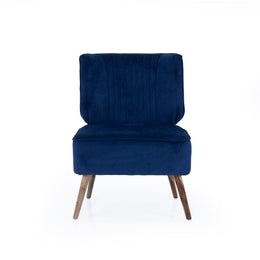 Navy blue armless accent chair front view