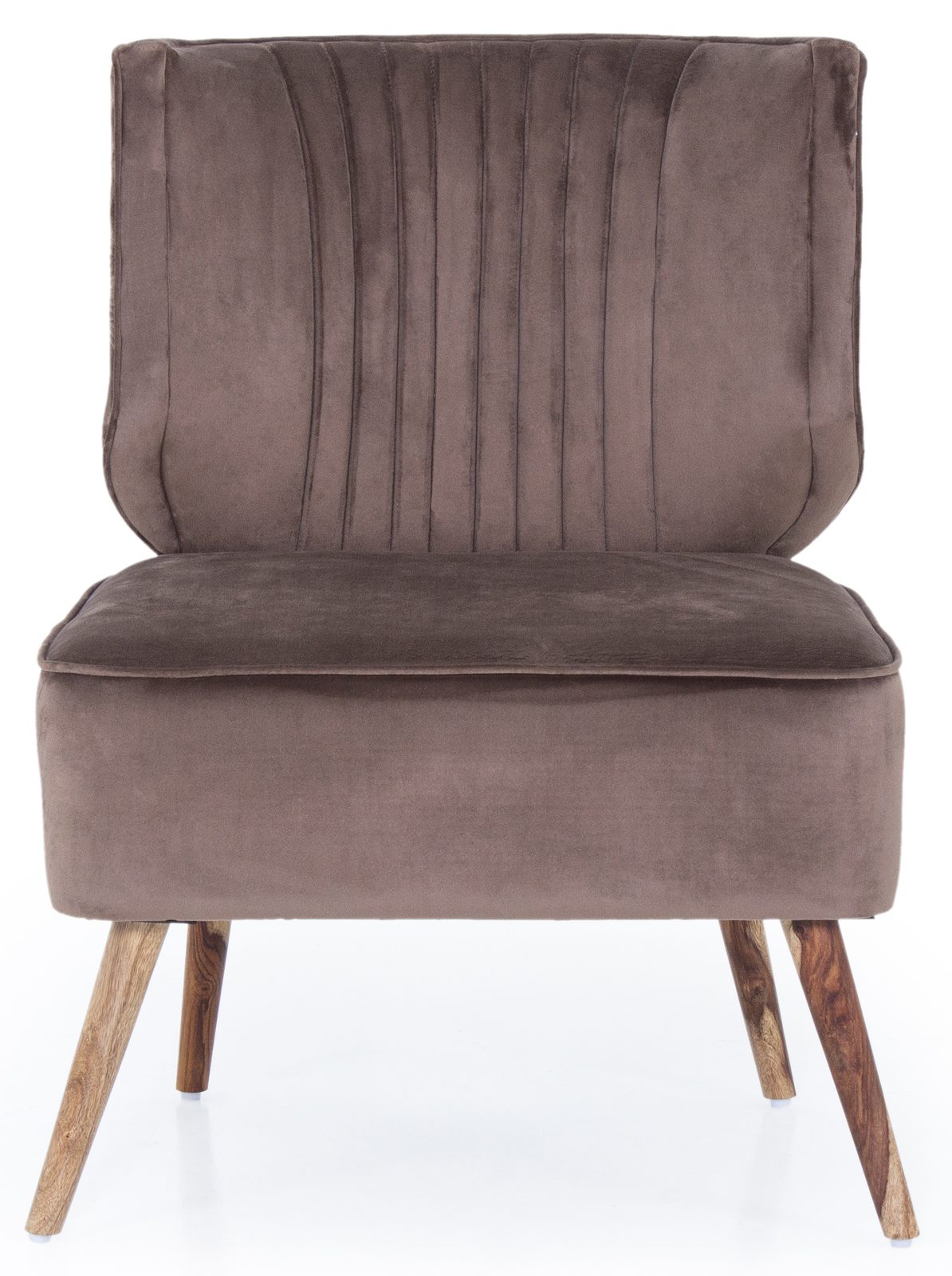 Grey armless accent chair front view