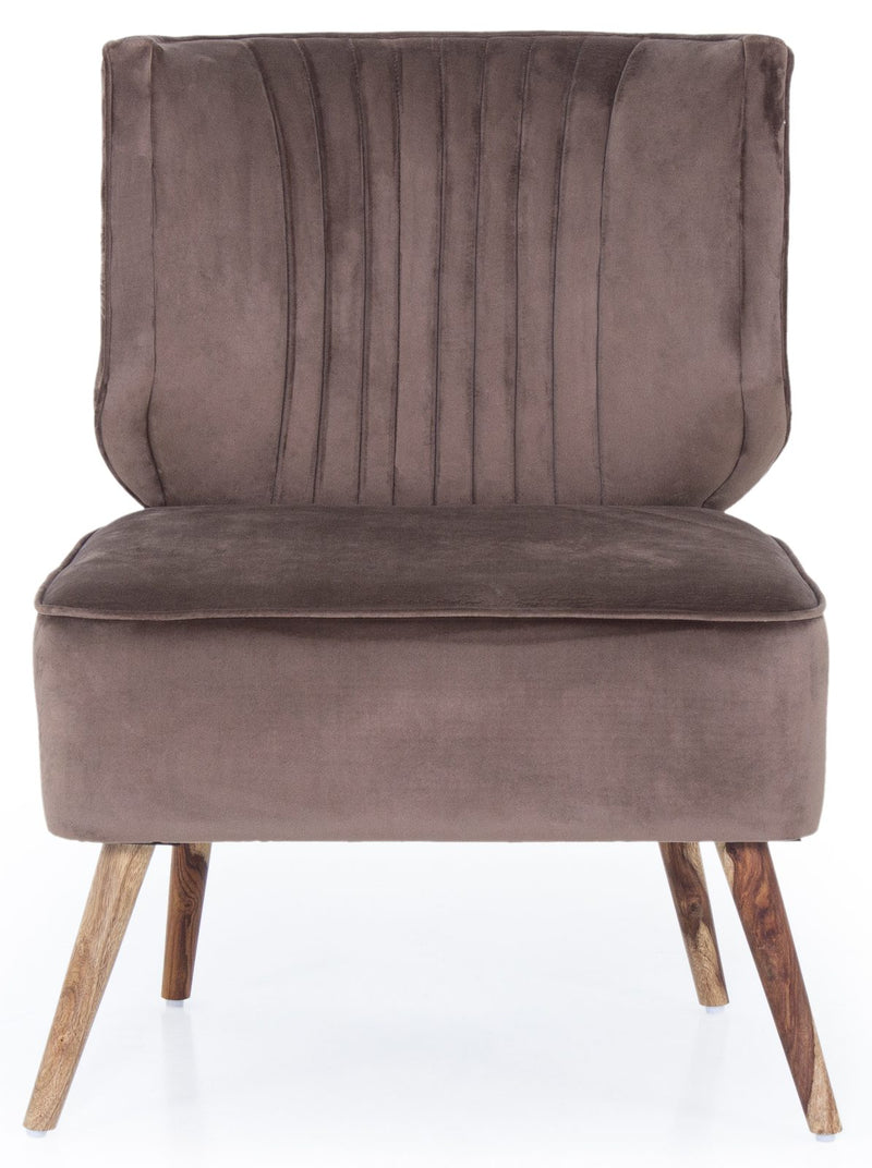 Grey armless accent chair front view