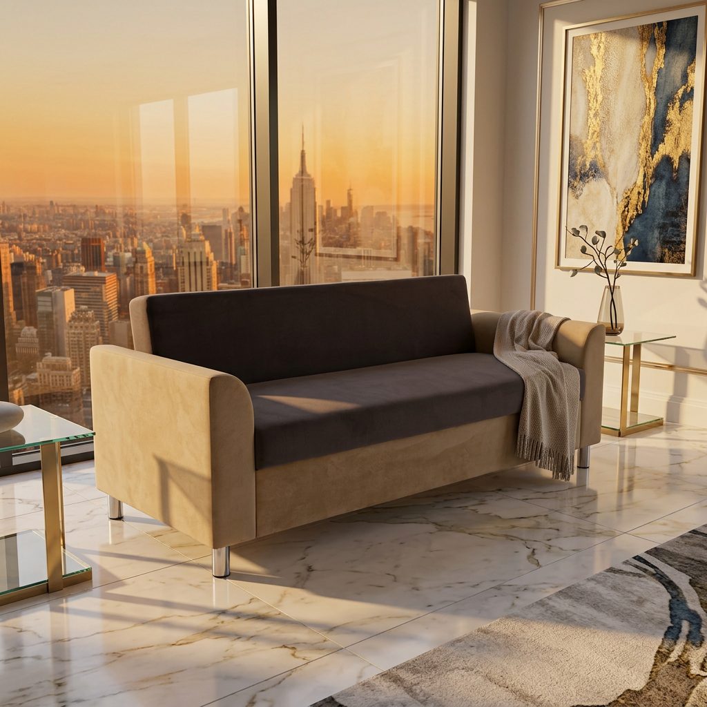 Beige and Grey Two Tone 2 Seater Sofa in luxury interior