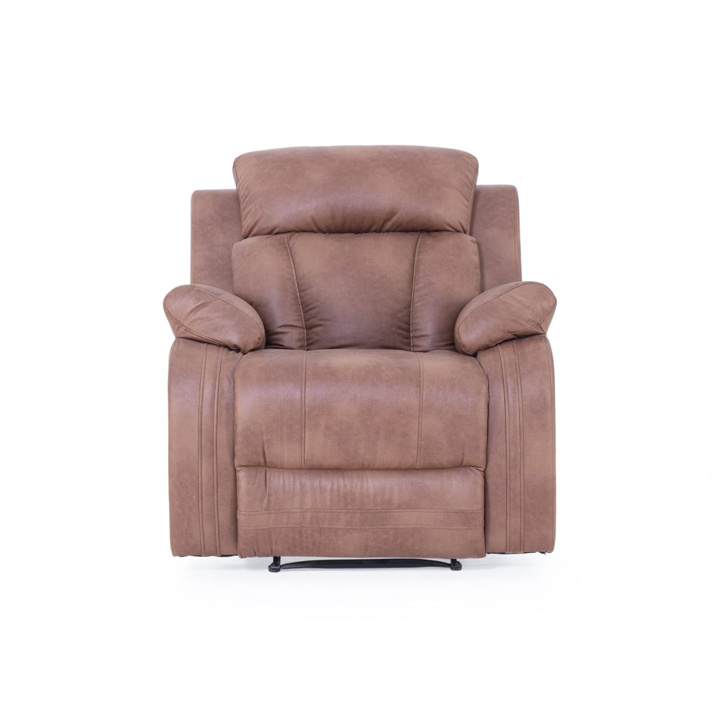 Brown recliner upright view
