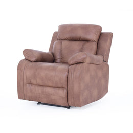 Brown recliner reclined view