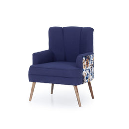 Navy blue shell back armchair angled view