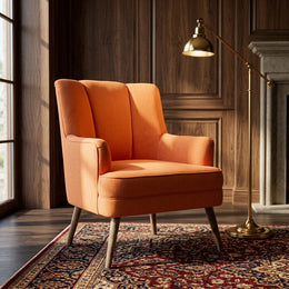 Orange shell back armchair styled view
