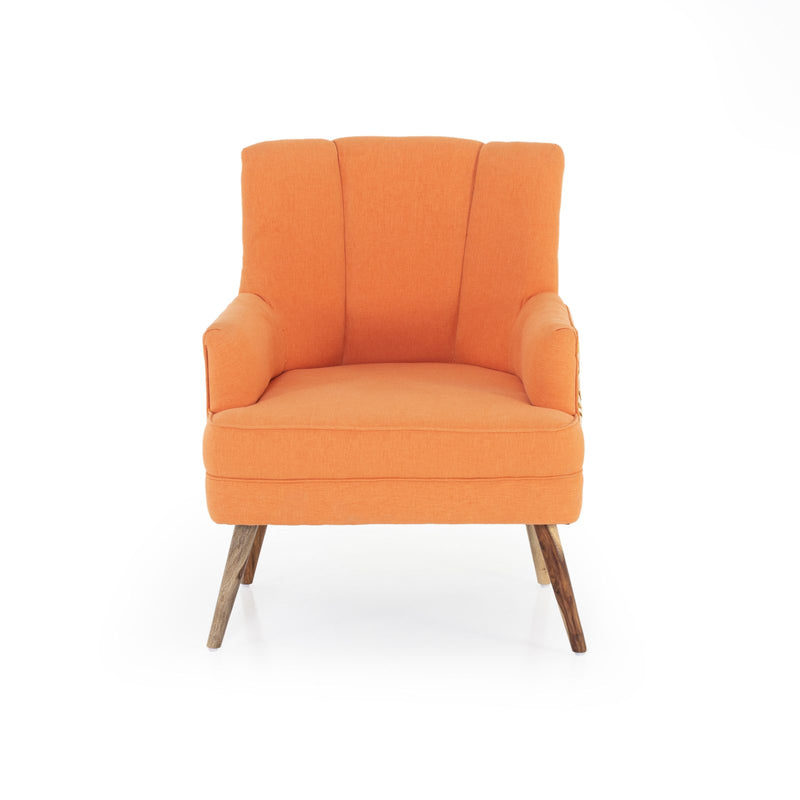 Orange shell back armchair front view