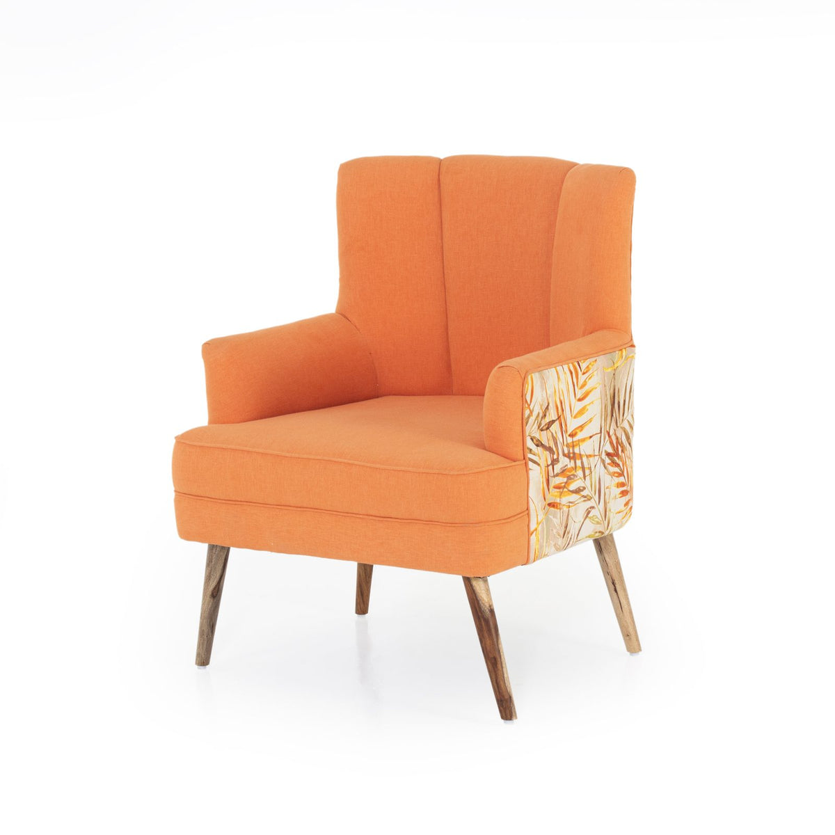 Orange shell back armchair angled view