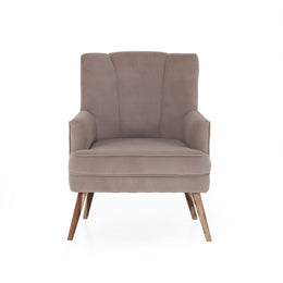 Beige shell back armchair front view