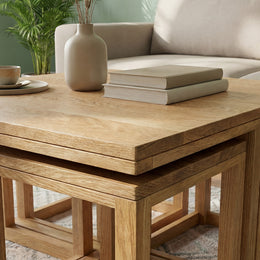 Smart Solid Wood Coffee Table with Integrated Seating Design