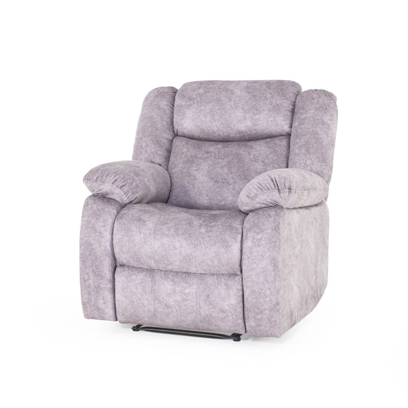 Light grey recliner armchair front view on white background