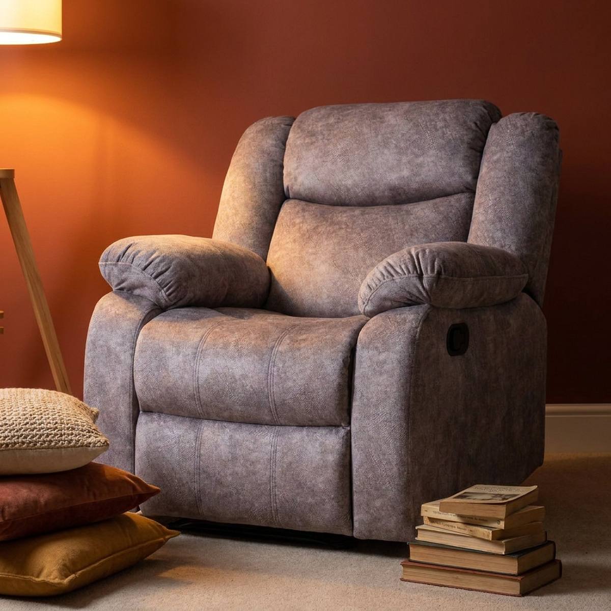Light grey recliner armchair back view