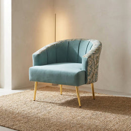 Golden beige accent chair front view