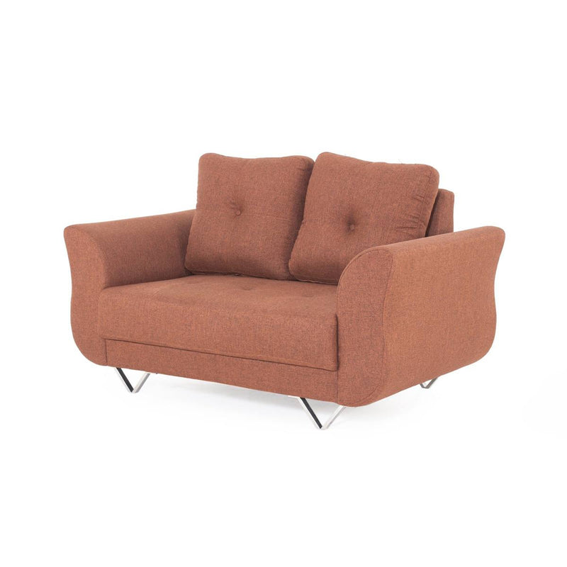 Rust brown 2 seater sofa angled studio shot