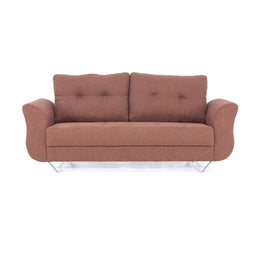 Rust brown 3 seater sofa angled studio shot