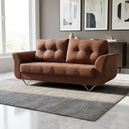 Rust brown 3 seater sofa in a family living room