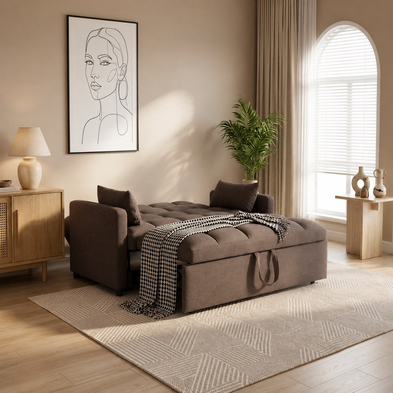 Rivera sofa cum bed opened out into a bed