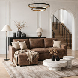Aspen faux leather sofa cum bed styled view